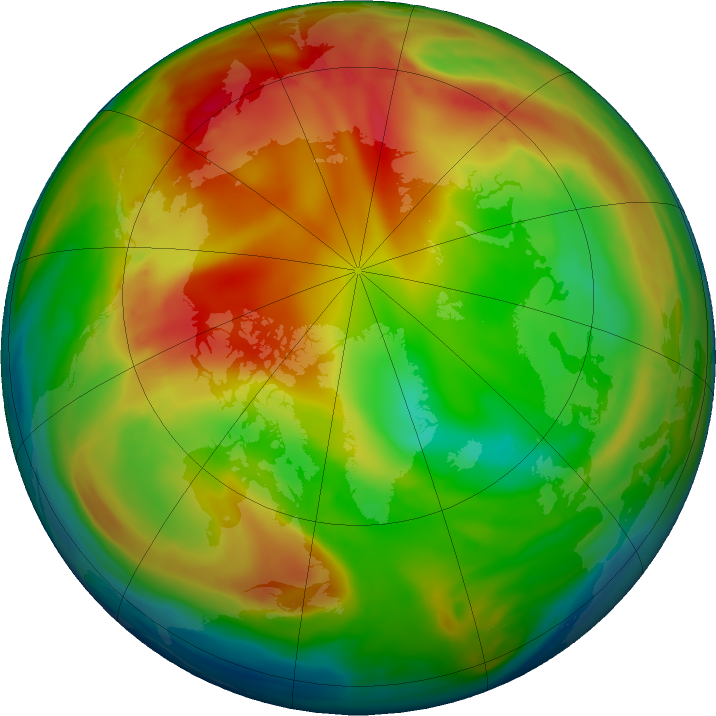 Arctic ozone map for 15 January 2024
